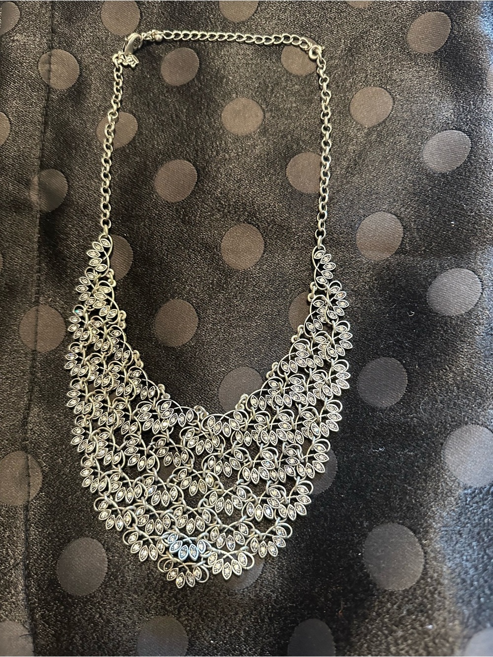 Premier Designs Silver Floral Statement Bib Necklace Adjustable